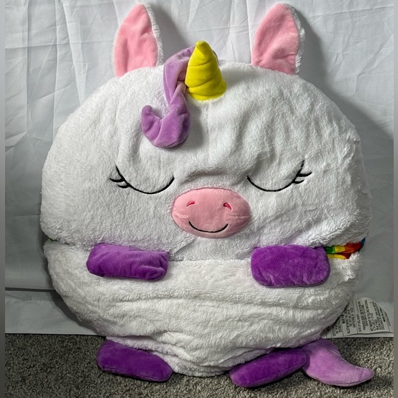 Happy Nappers Plush Unicorn Pillow with Rainbow Accent Sleeping Bag - Picture 1 of 7